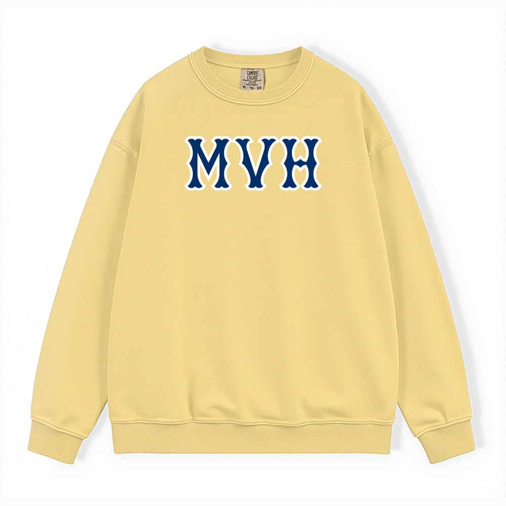 MVH NAVY SOX LETTERS CREWNECK