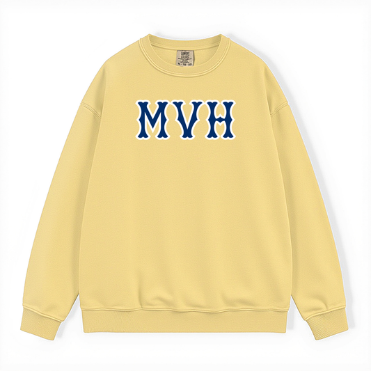 MVH NAVY SOX LETTERS CREWNECK
