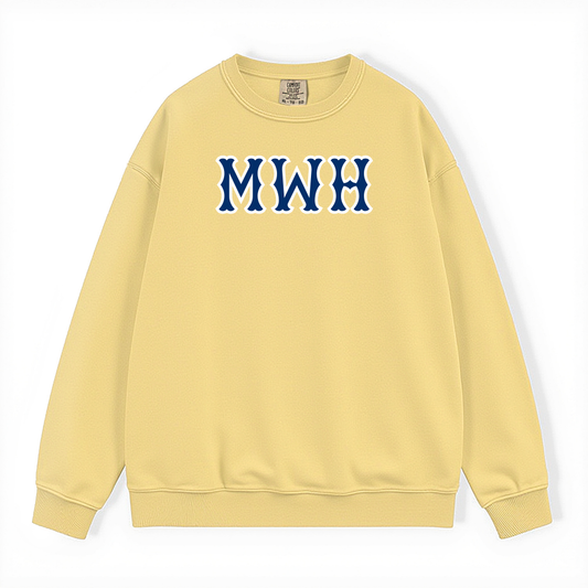MWH NAVY SOX LETTERS CREWNECK