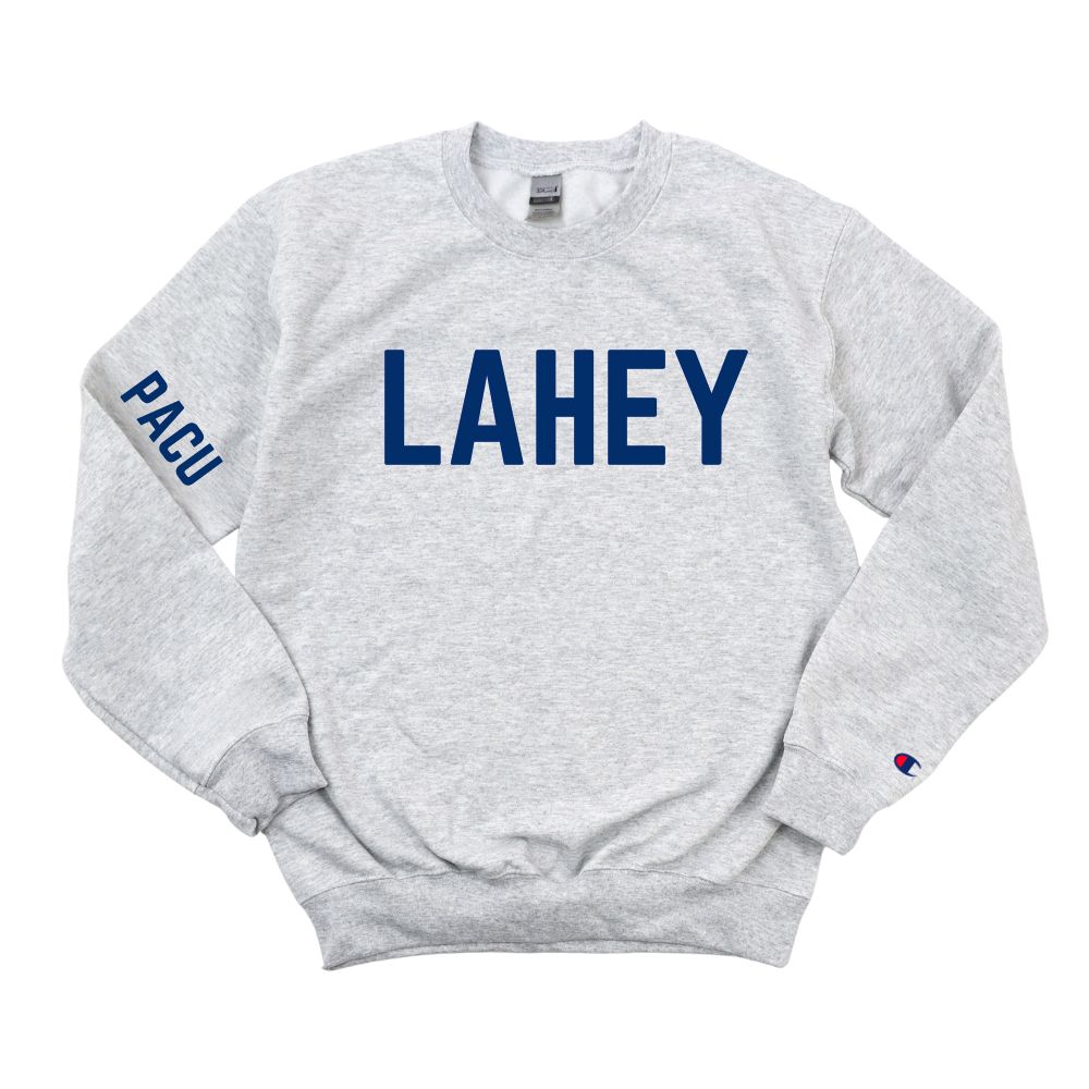 NAVY BLUE LAHEY PACU CHAMPION CREWNECK
