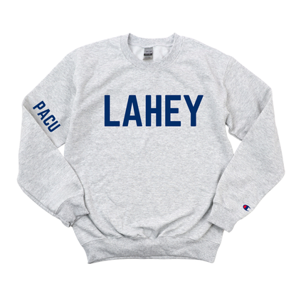 NAVY BLUE LAHEY PACU CHAMPION CREWNECK