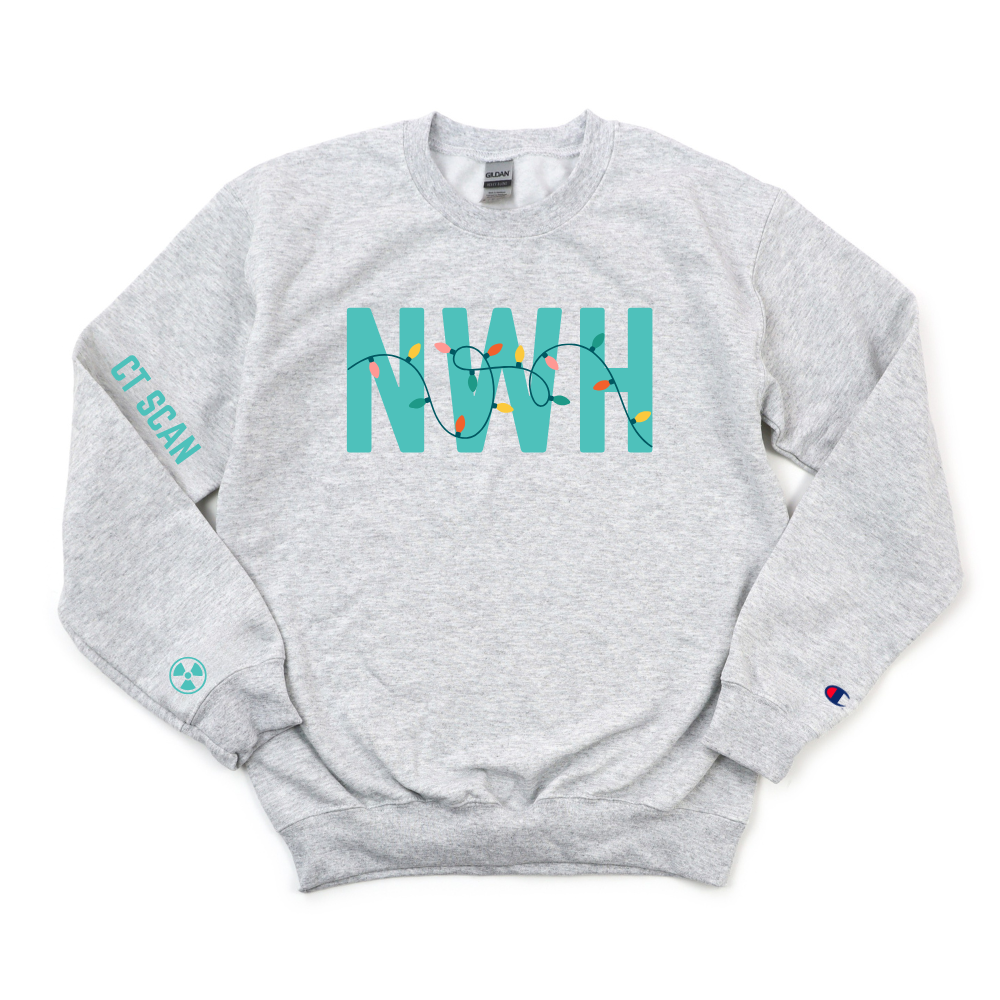 TEAL NWH HOLIDAY  CT SCAN CHAMPION CREWNECK
