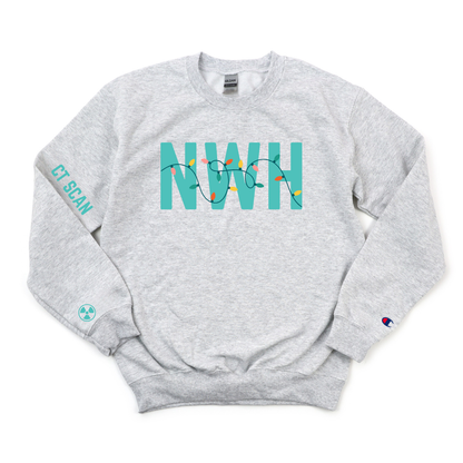 TEAL NWH HOLIDAY  CT SCAN CHAMPION CREWNECK