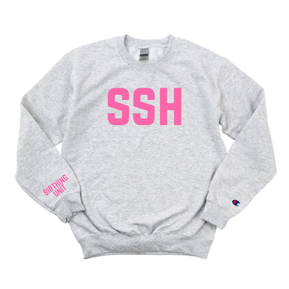 PINK SSH BIRTHING UNIT CHAMPION CREWNECK