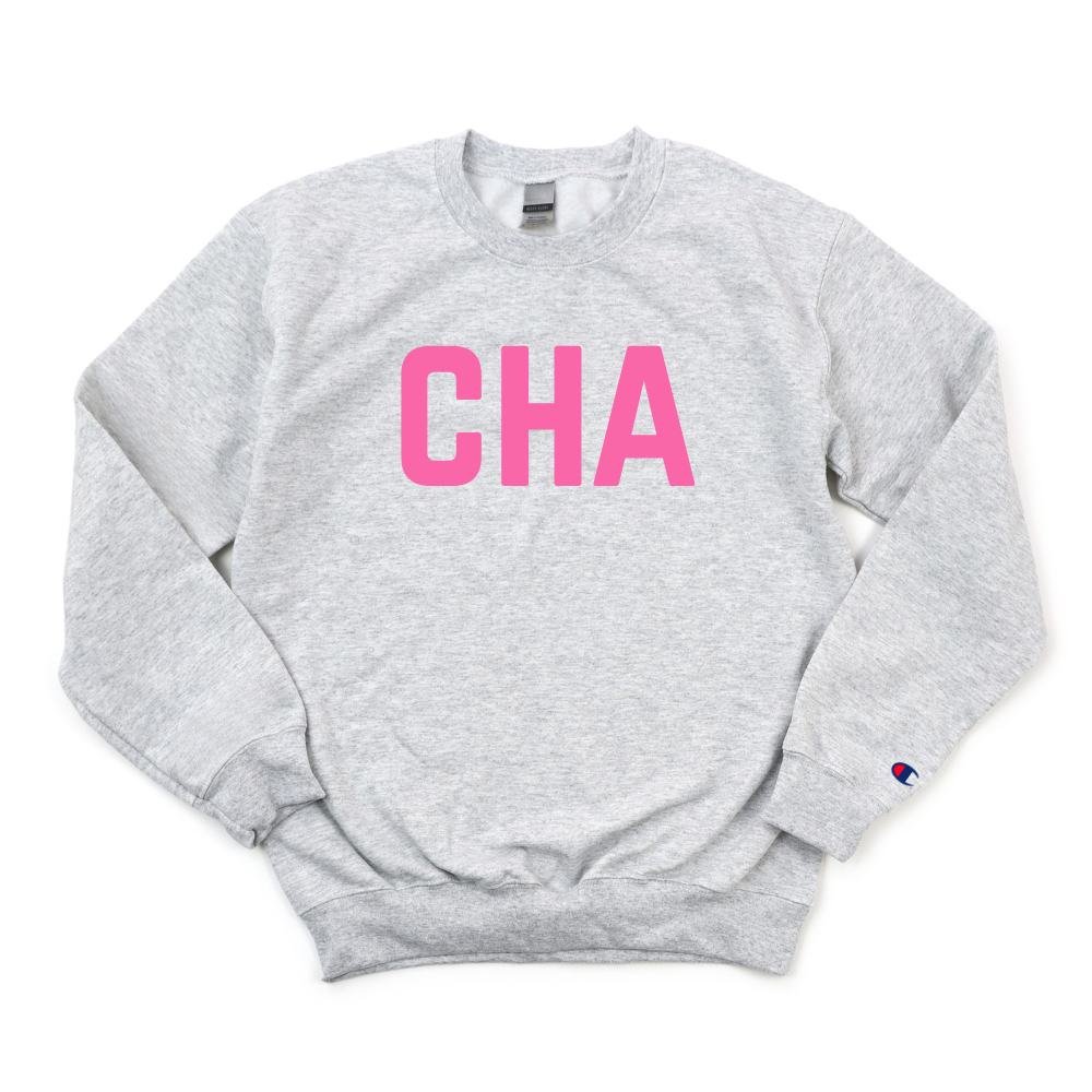 PINK CHA BREAST CANCER AWARENESS CHAMPION CREWNECK