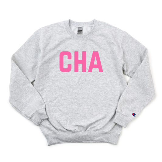 PINK CHA BREAST CANCER AWARENESS CHAMPION CREWNECK
