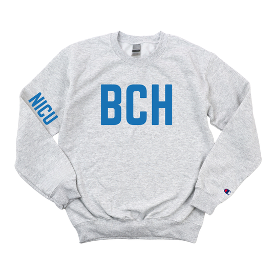 ROYAL BLUE BCH RN NICU CHAMPION CREWNECK