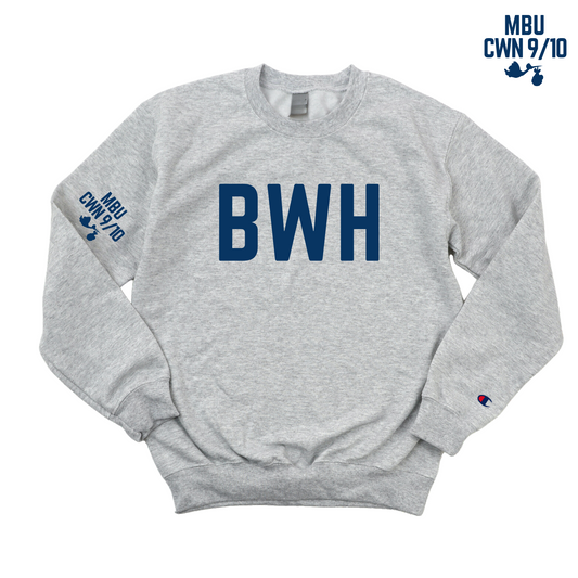 NAVY BWH RN MBU w/ STORK CHAMPION CREWNECK - DARK GRAY