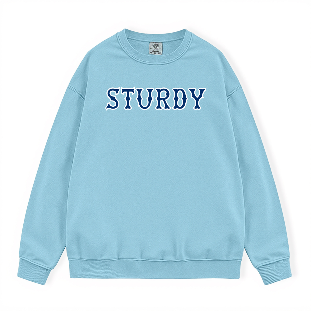STURDY NAVY SOX LETTERS CREWNECK