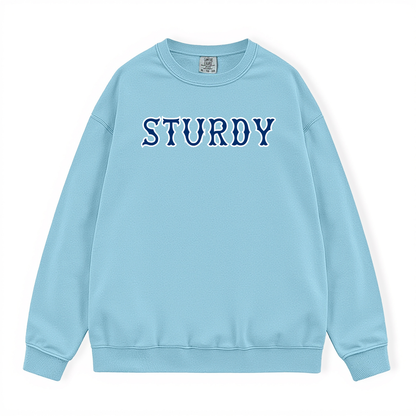 STURDY NAVY SOX LETTERS CREWNECK
