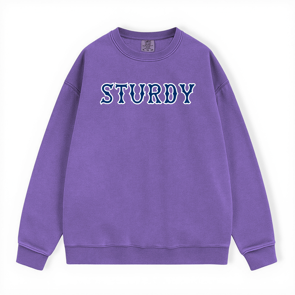 STURDY NAVY SOX LETTERS CREWNECK