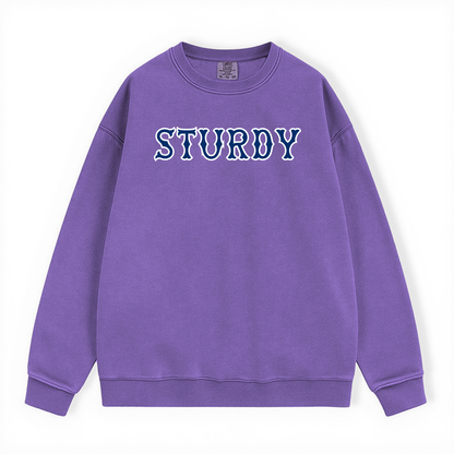 STURDY NAVY SOX LETTERS CREWNECK