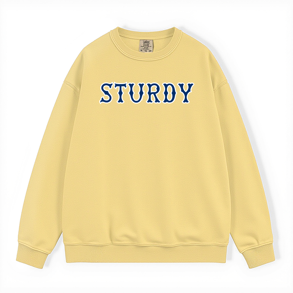 STURDY NAVY SOX LETTERS CREWNECK
