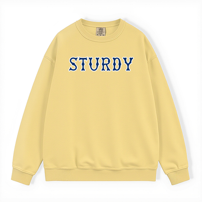 STURDY NAVY SOX LETTERS CREWNECK