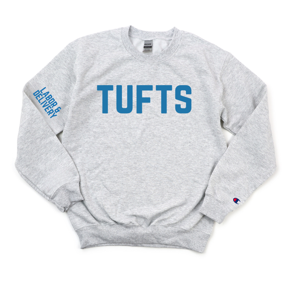 ROYAL BLUE TUFTS  LABOR & DELIVERY CHAMPION CREWNECK