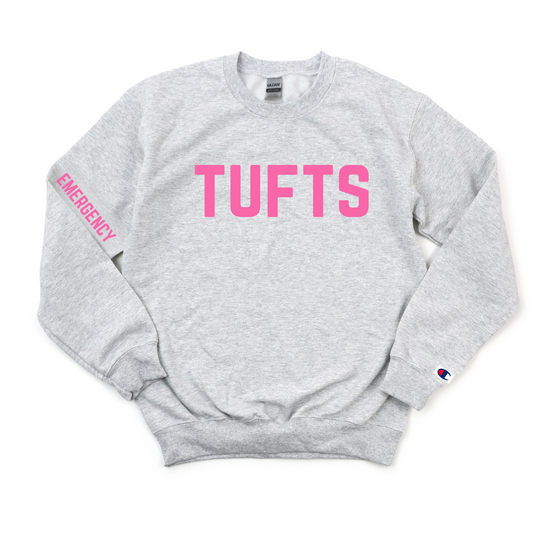 TUFTS PINK EMERGENCY CHAMPION CREWNECK