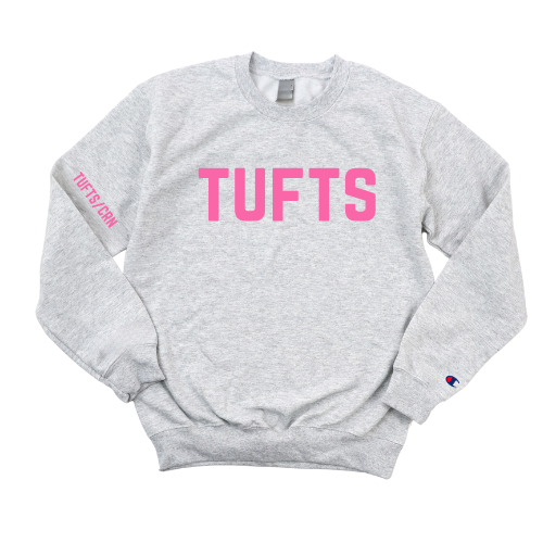 TUFTS PINK CRN CHAMPION CREWNECK
