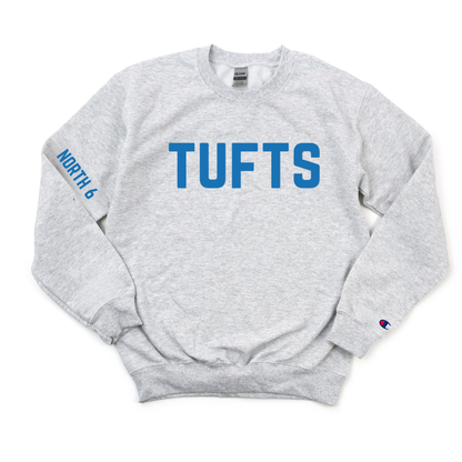 ROYAL BLUE TUFTS NORTH 6 CHAMPION CREWNECK