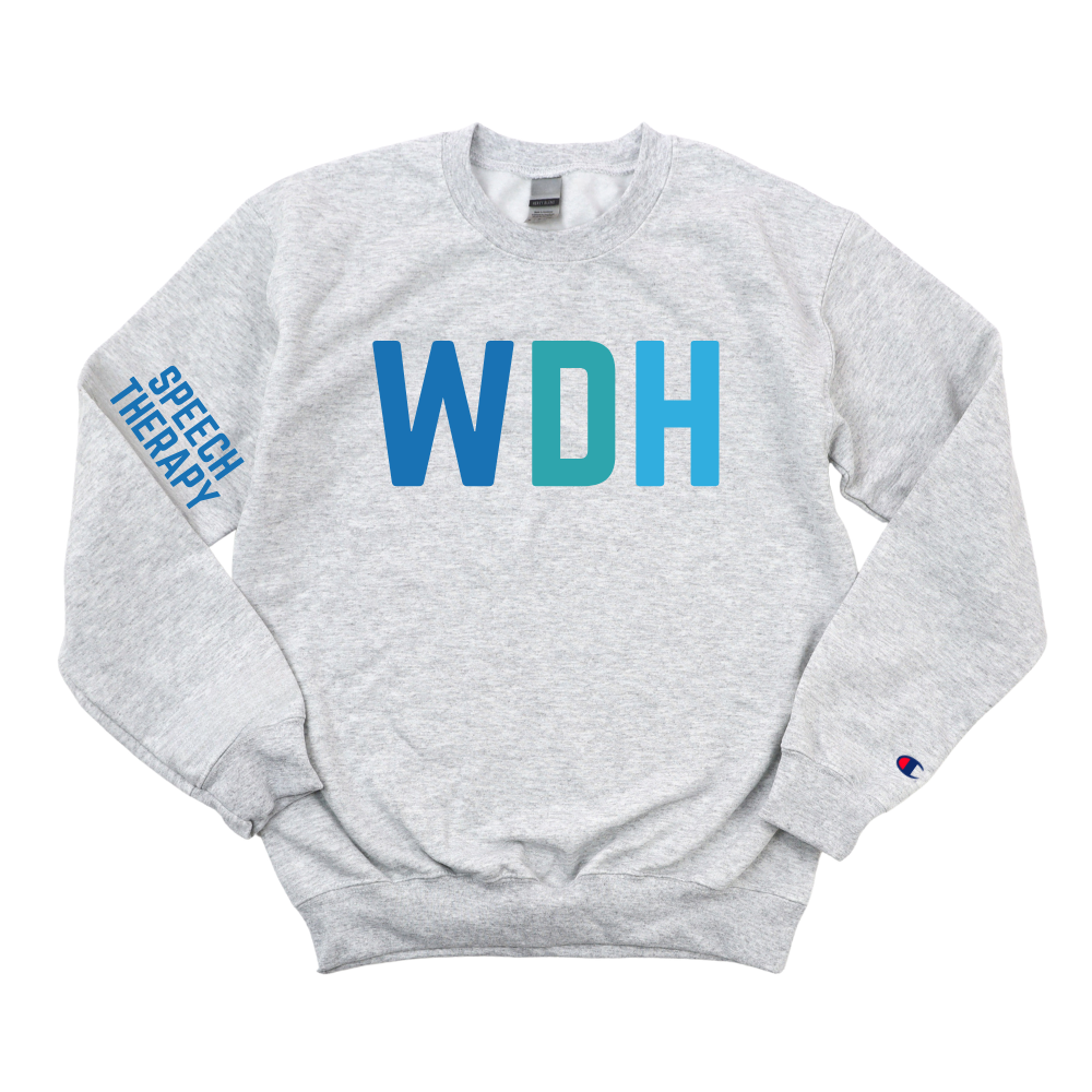 MULTICOLOR BLUE SPEECH THERAPY SLP CHAMPION CREWNECK