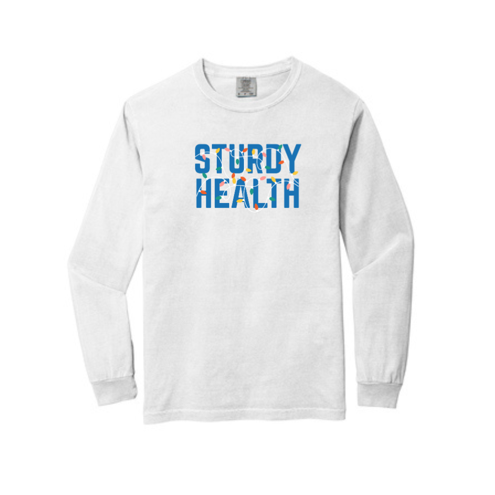 STURDY HEALTH HOLIDAY LIGHTS LONG SLEEVE - WHITE