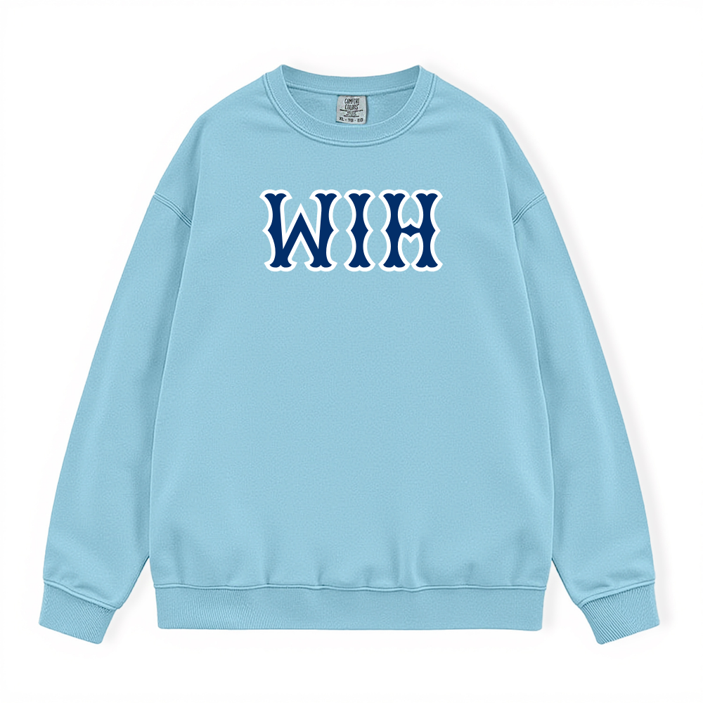 WIH NAVY SOX LETTERS CREWNECK
