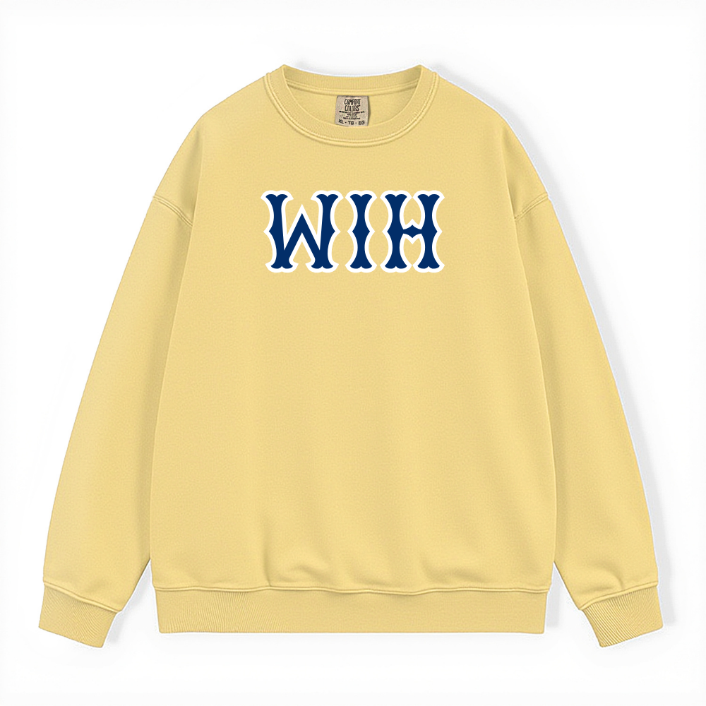 WIH NAVY SOX LETTERS CREWNECK