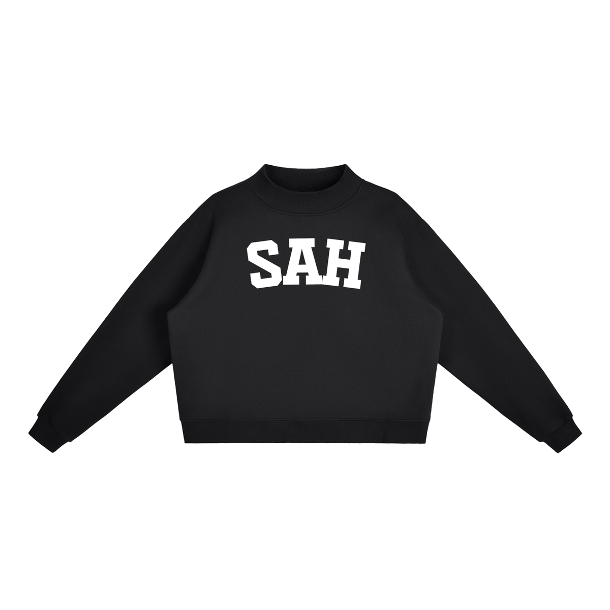 SAH BLOCK LETTER BLACK MOCK NECK