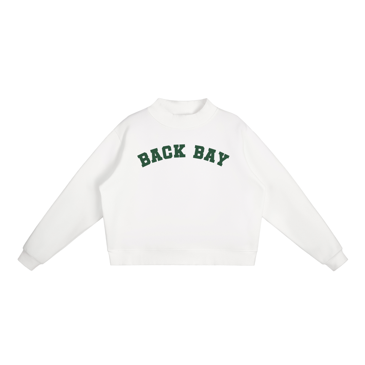 BACK BAY GREEN BLOCK LETTER MOCK NECK