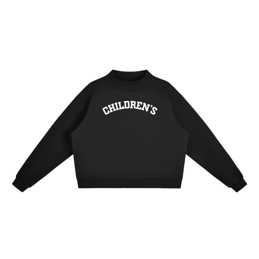 CHILDREN'S BLOCK LETTER BLACK MOCK NECK