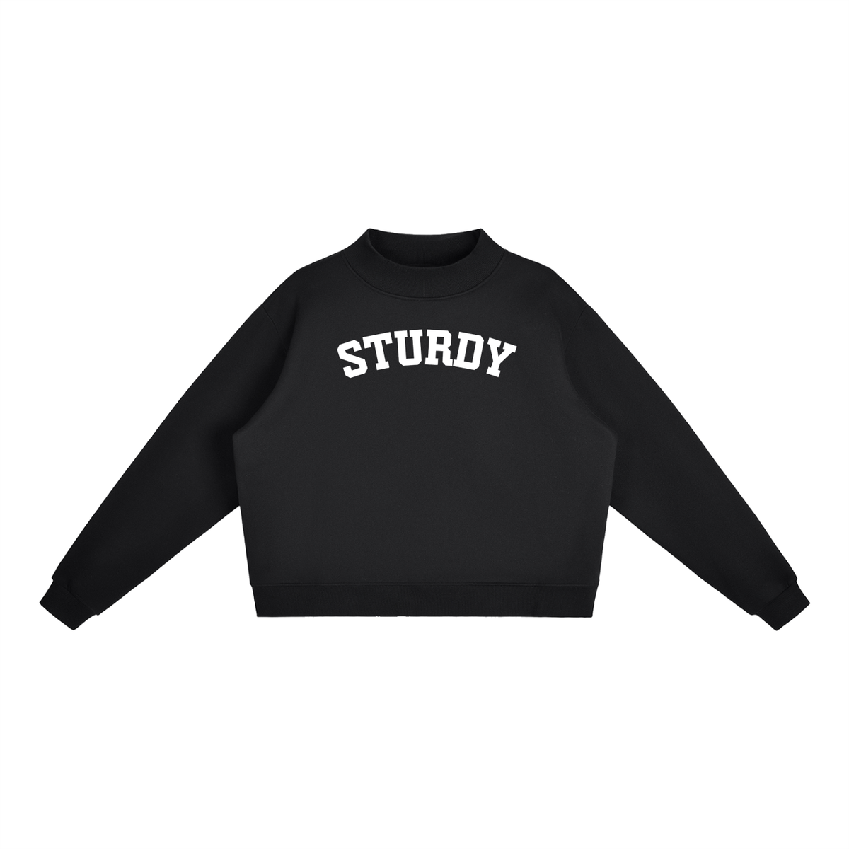 STURDY BLOCK LETTER BLACK MOCK NECK