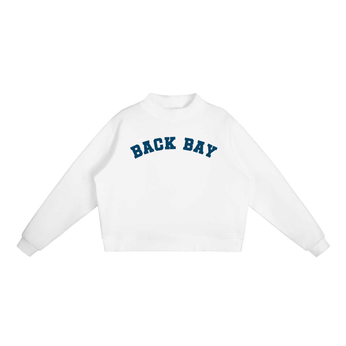 BACK BAY NAVY BLOCK LETTER MOCK NECK