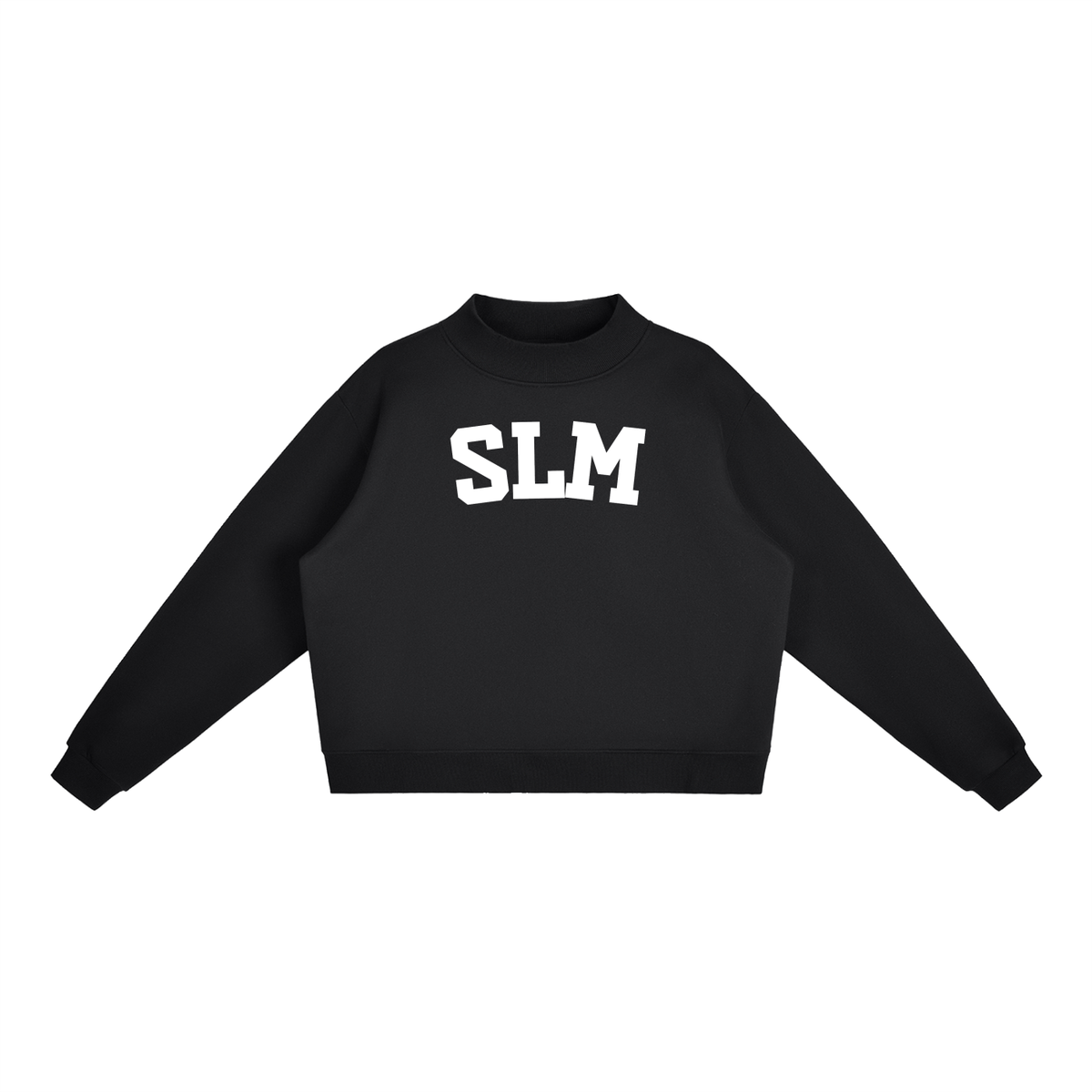 SLM BLOCK LETTER BLACK MOCK NECK