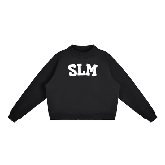 SLM BLOCK LETTER BLACK MOCK NECK