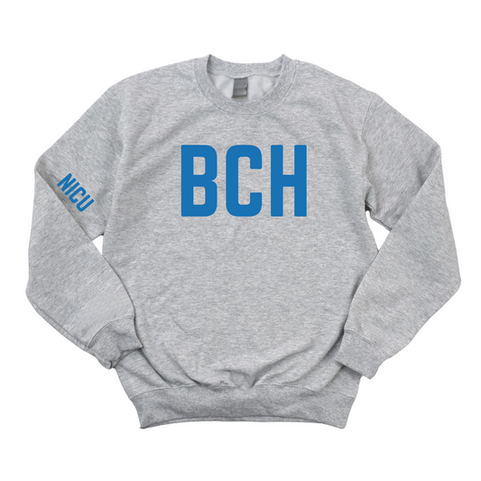 ROYAL BLUE BCH RN NICU CHAMPION CREWNECK - DARK GRAY