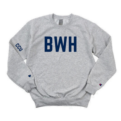 NAVY BWH RN CCU CHAMPION CREWNECK - DARK GRAY