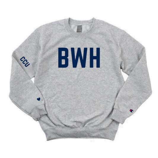 NAVY BWH RN CCU CHAMPION CREWNECK - DARK GRAY