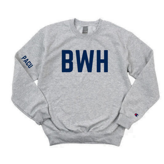 NAVY BWH RN PACU CHAMPION CREWNECK - DARK GRAY